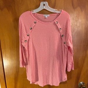 Chic Pink Button-Accent Long Sleeve Top